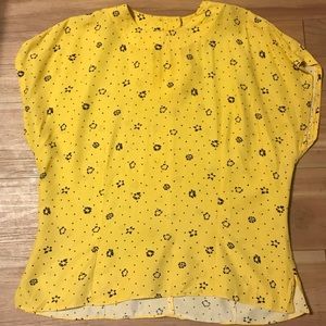 ☀️ Vintage Sunny Yellow Floral Blouse